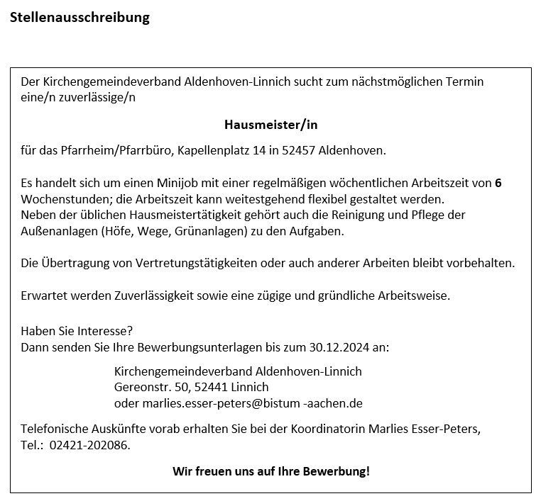 20241108_Stellenausschreibung_Hausmeister